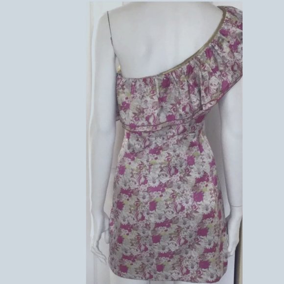 One Shoulder Lined Floral Party Dress SZ Jr. Med NWOT - Picture 6 of 7